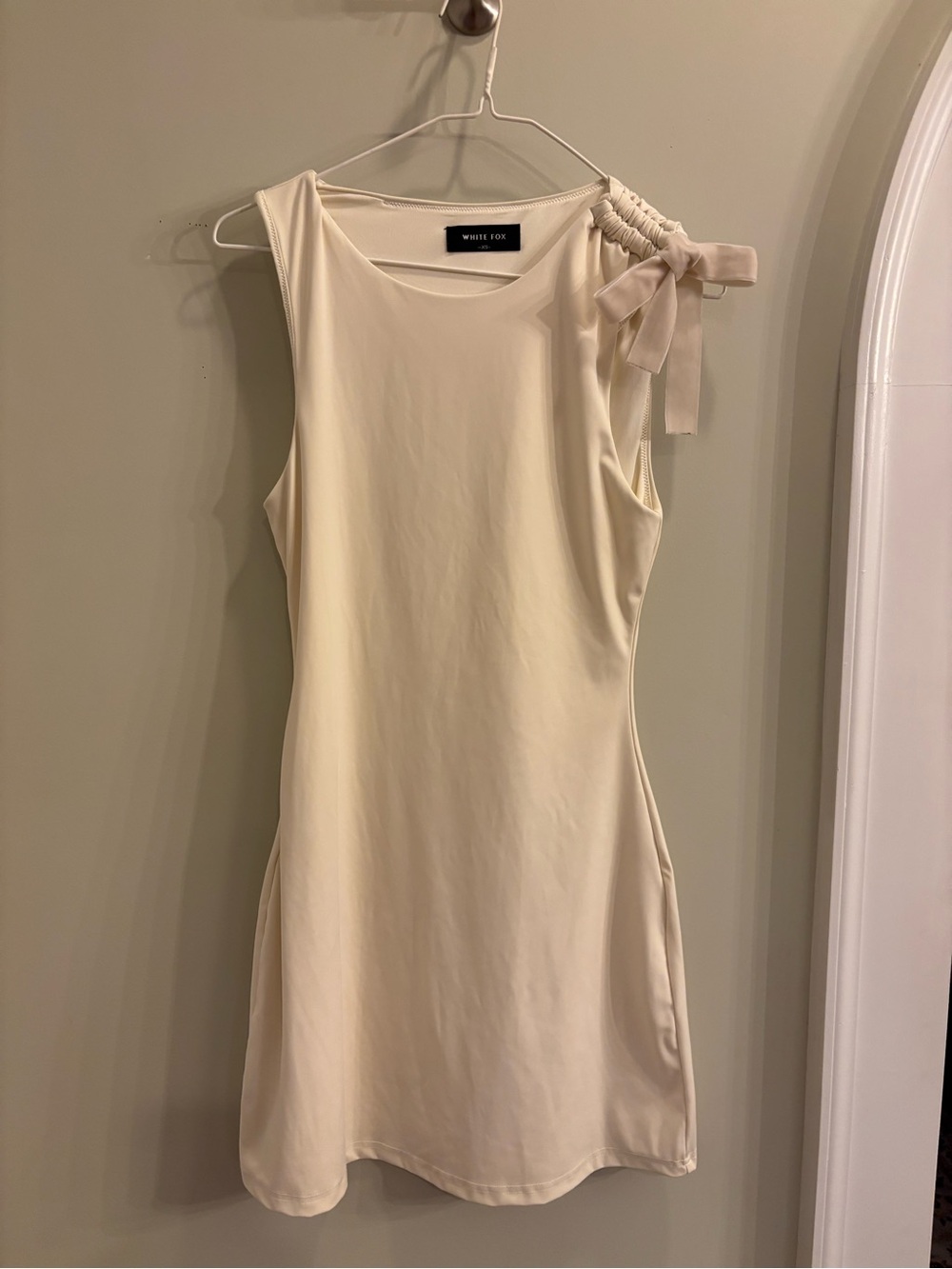 Butter yellow White Fox Dress with Bow